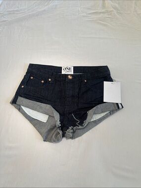 One Teaspoon Black Denim Low-Rise Cutoff Shorts